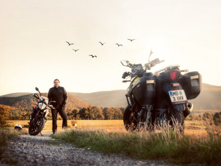 KTM 390adv Sonnenuntergang im Wienerwald